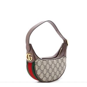Gucci  Halfmoon. Sherry line  Tan and Brown Logo Shoulder Bag.key holder , card